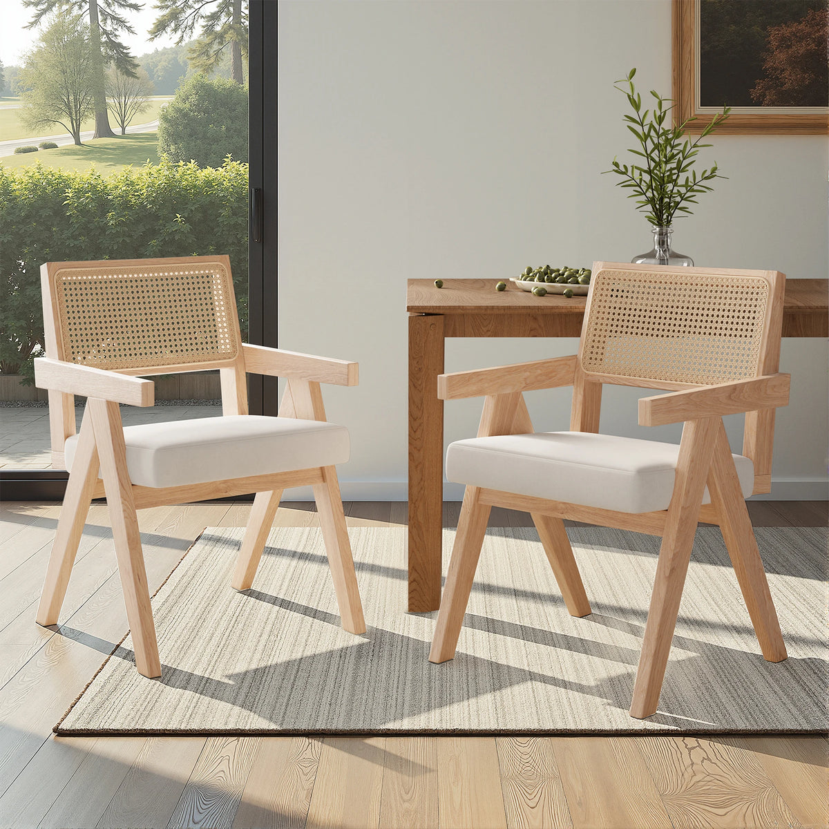 Mid-Century Rattan Dining Chairs, Set of 2
