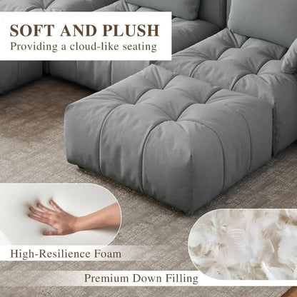 121" Modular Cloud Sofa, Deep Seat