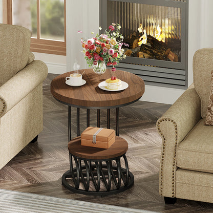 Tribesigns Round End Table, Faux Marble
