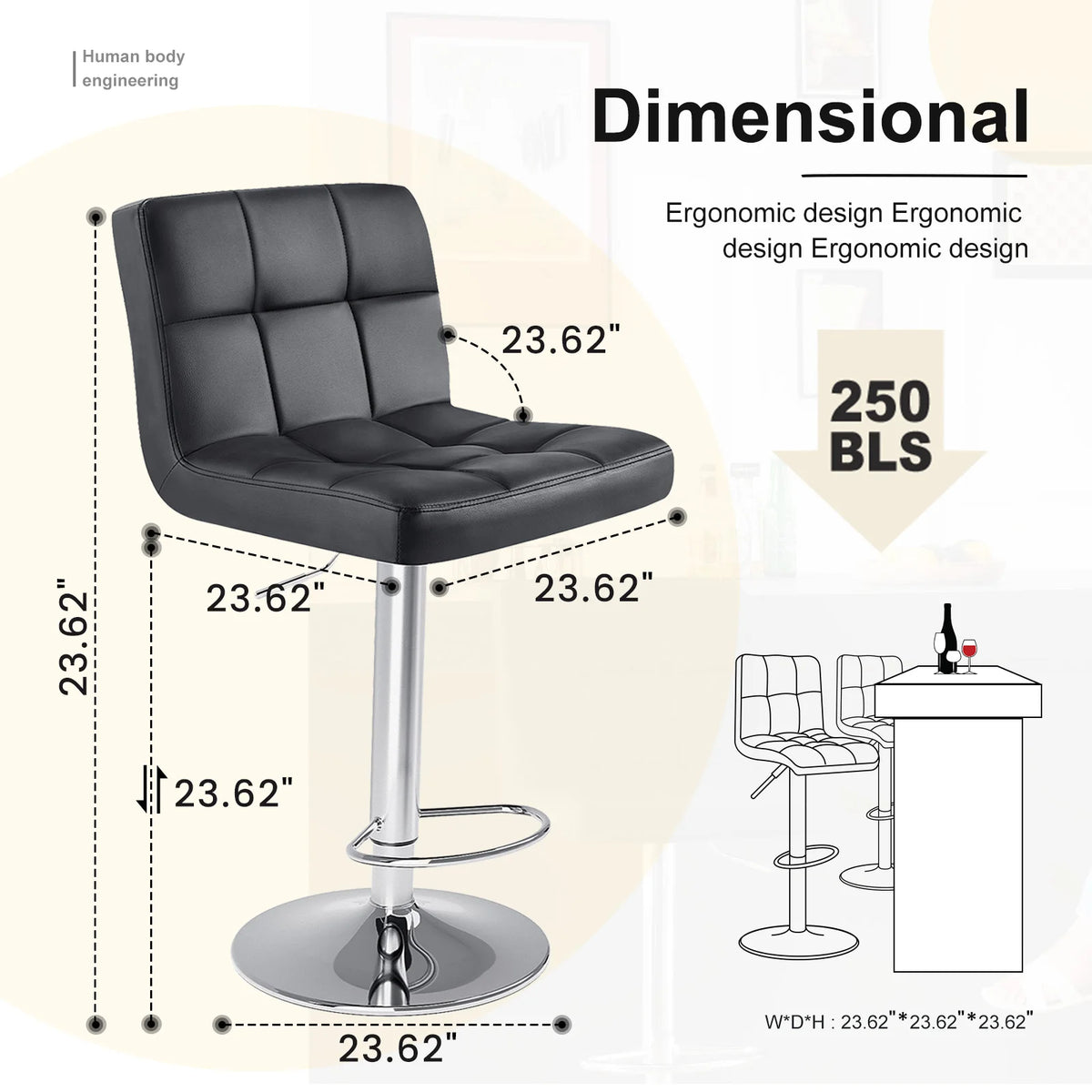 MCQ 360° Swivel Office Chair, PU Leather