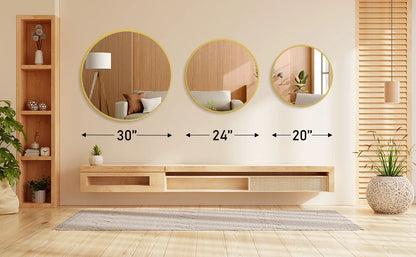 JHK Round Metal Framed Wall Mirror