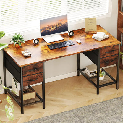 JHK 55" Computer Desk with 4 Drawers