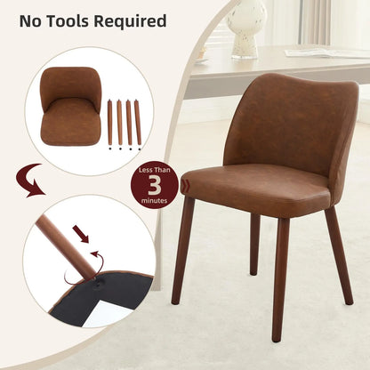 Dining Chairs Set of 2 – Linen Upholstered, Ergonomic Back & Rubberwood Legs