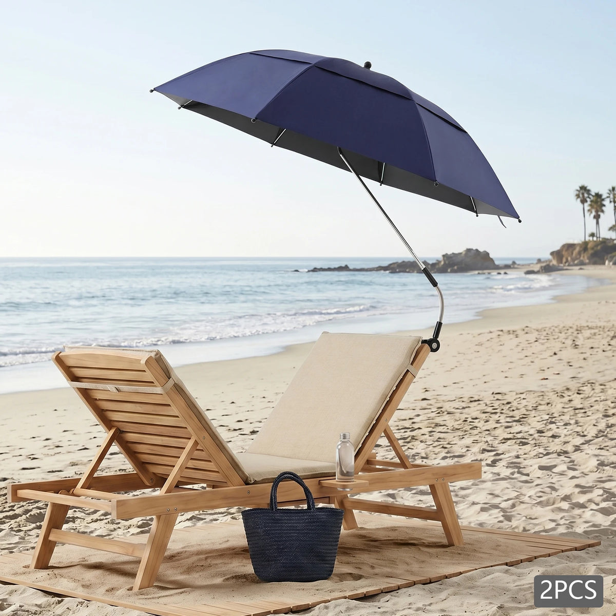 2-Pack Adjustable Beach Chair Umbrellas