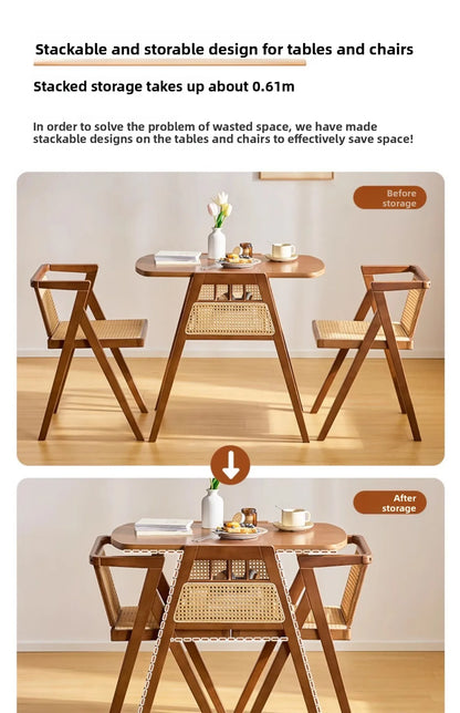 Rattan Balcony Tea Table & Chairs Set