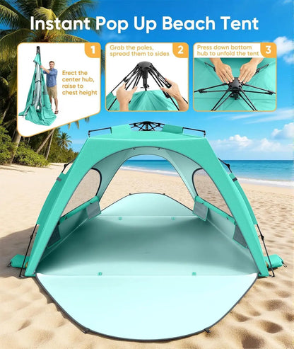 Pop-Up Beach Tent Sun Shelter (5-6 Person)
