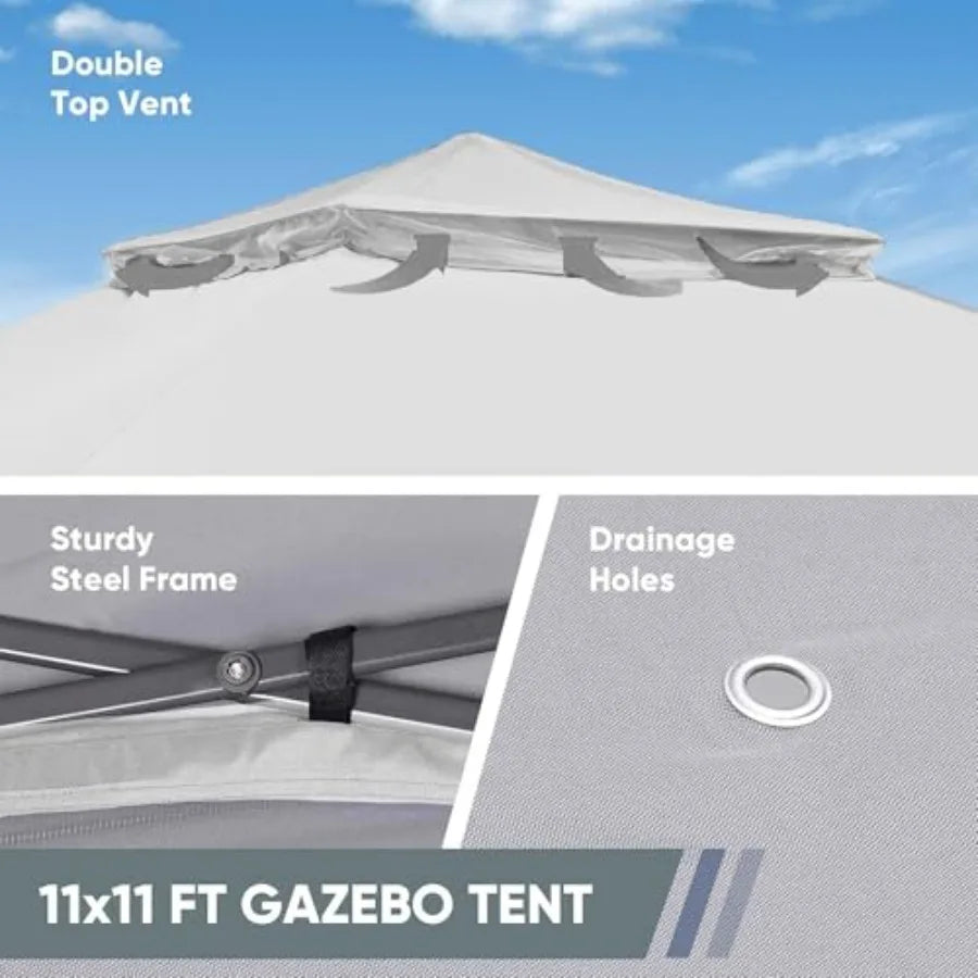 11x11 Gazebo Tent with Mosquito Netting, White