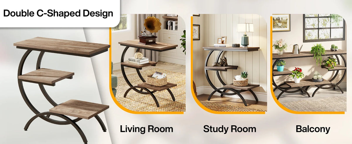 Tribesigns C-Shaped Industrial End Table