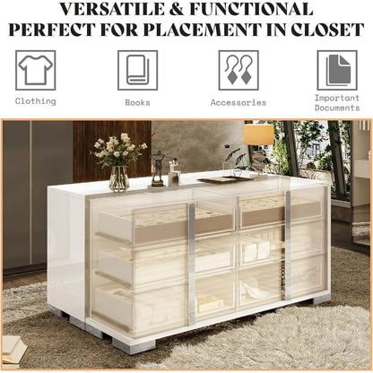 White High Gloss 6-Drawer Dresser