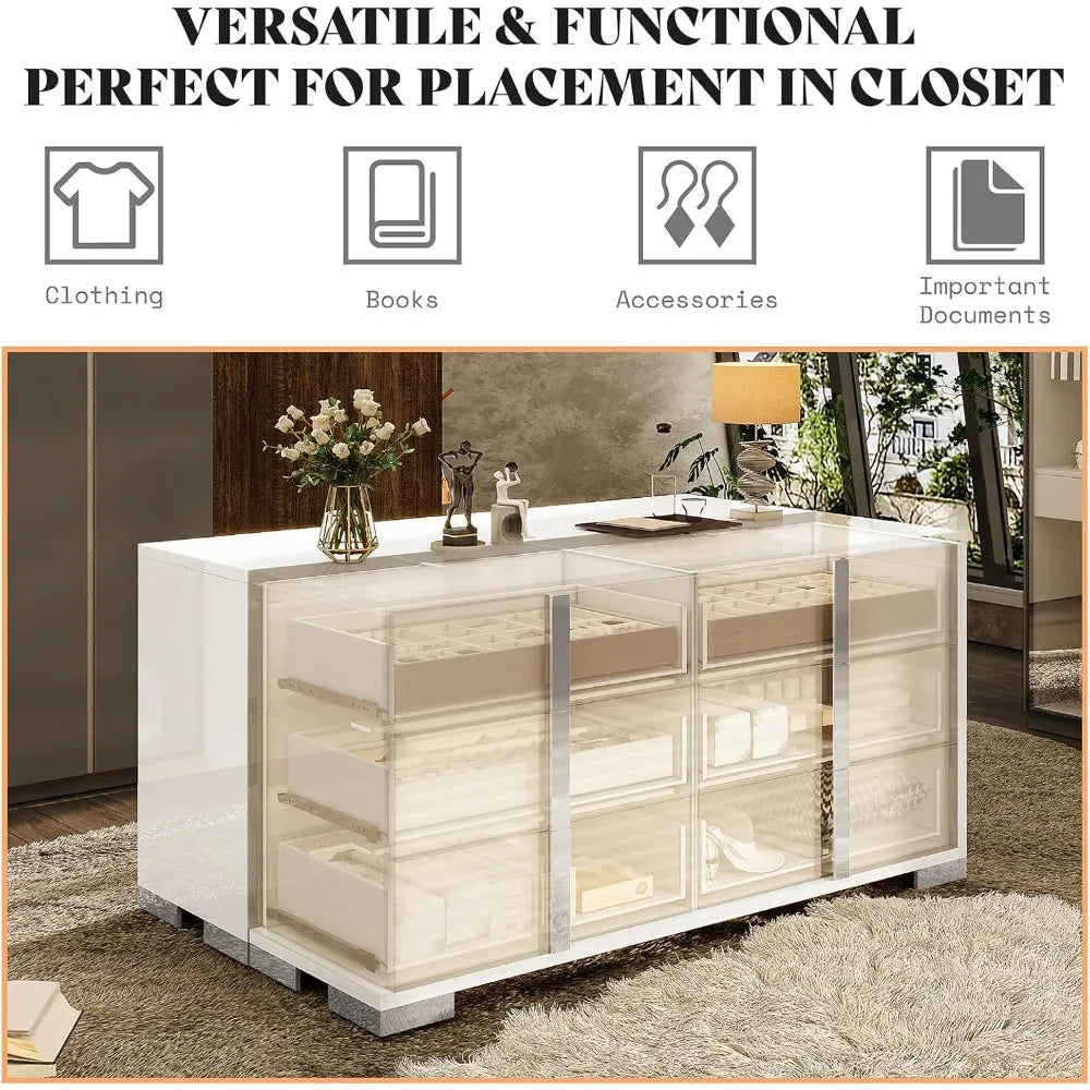 White High Gloss 6-Drawer Dresser
