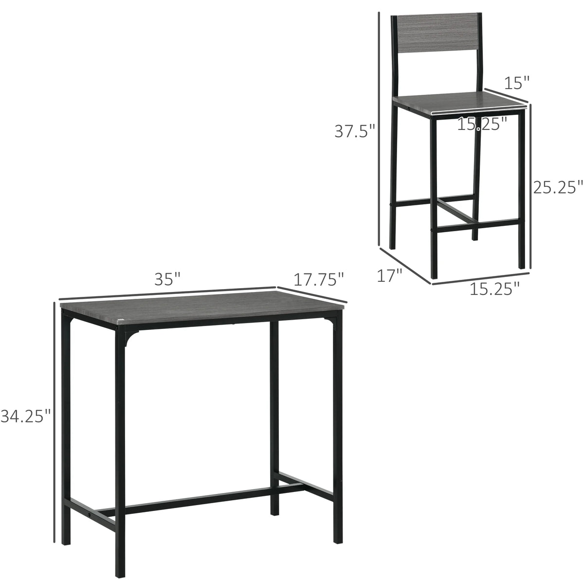 3-Piece Bar Table and Chairs Set