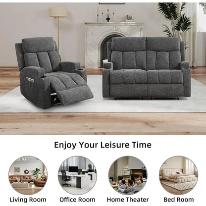 Manual Recliner Sofa & Loveseat Set