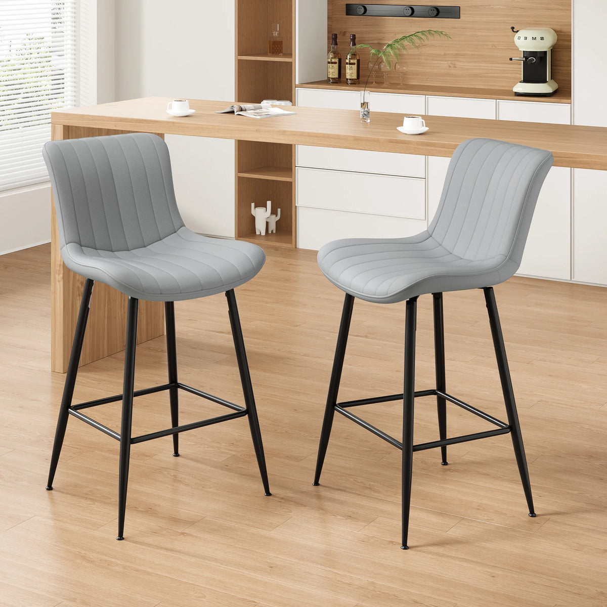 Faux Leather Counter Stools, Set of 2