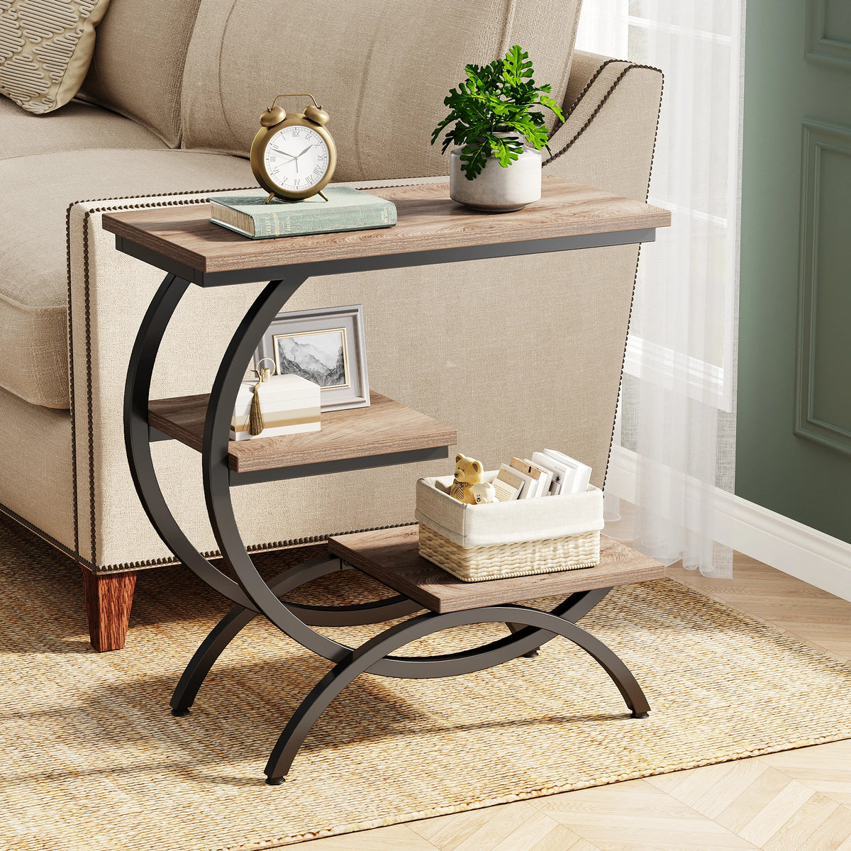 Tribesigns C-Shaped Industrial End Table