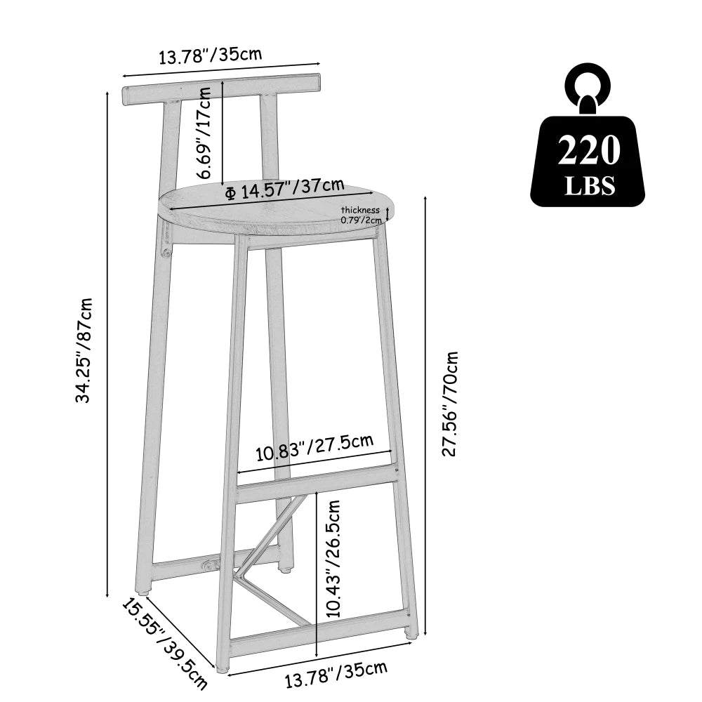 Orraves Metal Counter Bar Stools, Set of 3