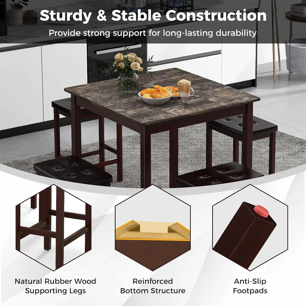 Counter Height Dining Table Set for 4