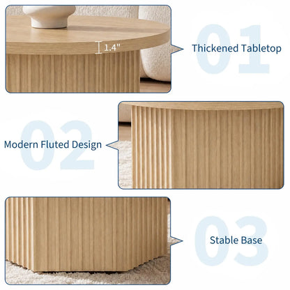 Fluted Drum Coffee Table, 31.5" Round