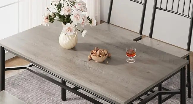 Dining Table Set for 4 with Bench & Storage