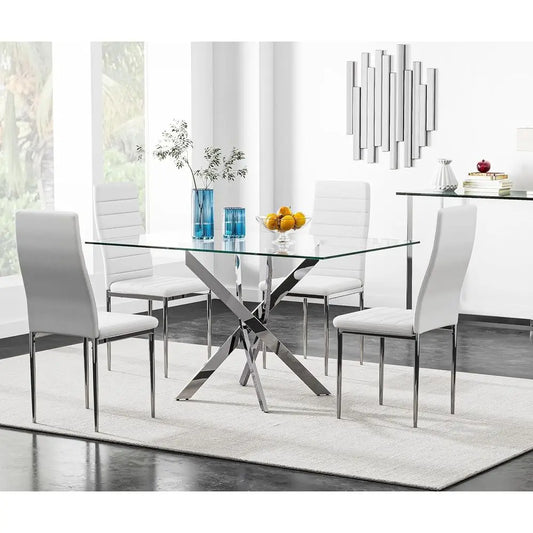 5-Piece Glass Dining Table Set for 4