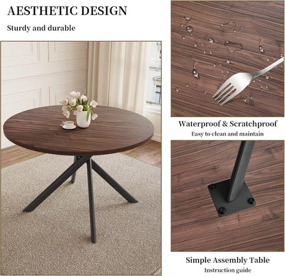 45.3" Round Dining Table Set for 4
