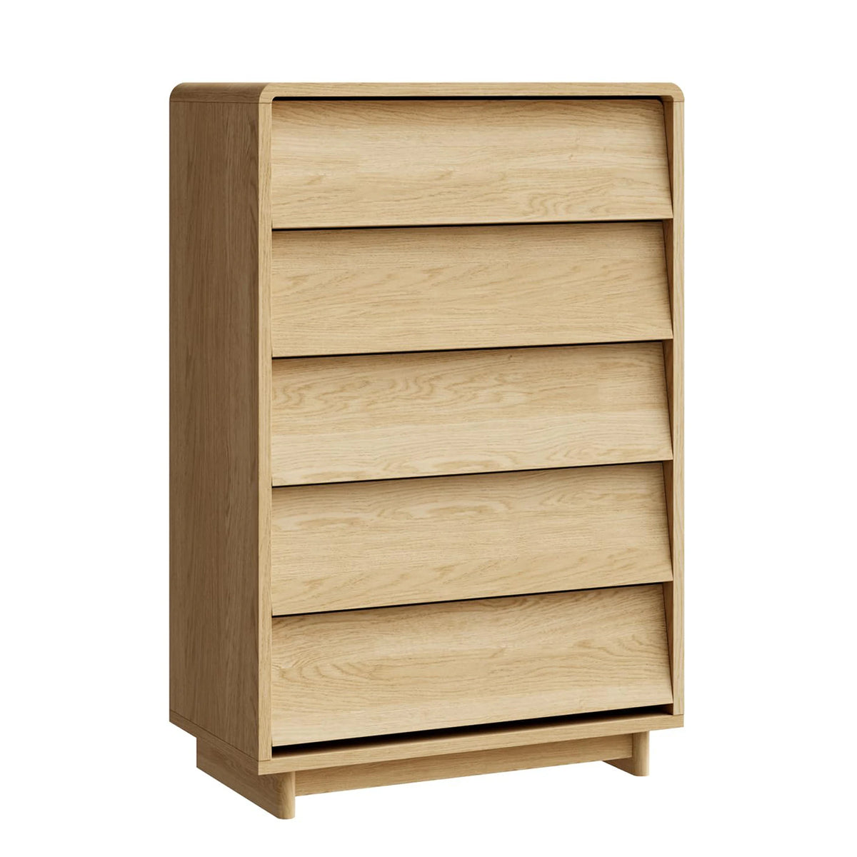 5-Drawer Tall Wood Dresser, Curved Edge