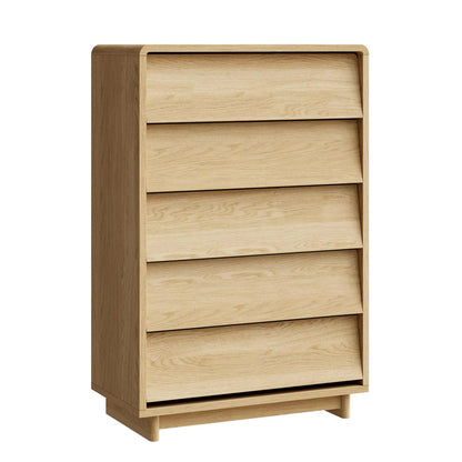 5-Drawer Tall Wood Dresser, Curved Edge