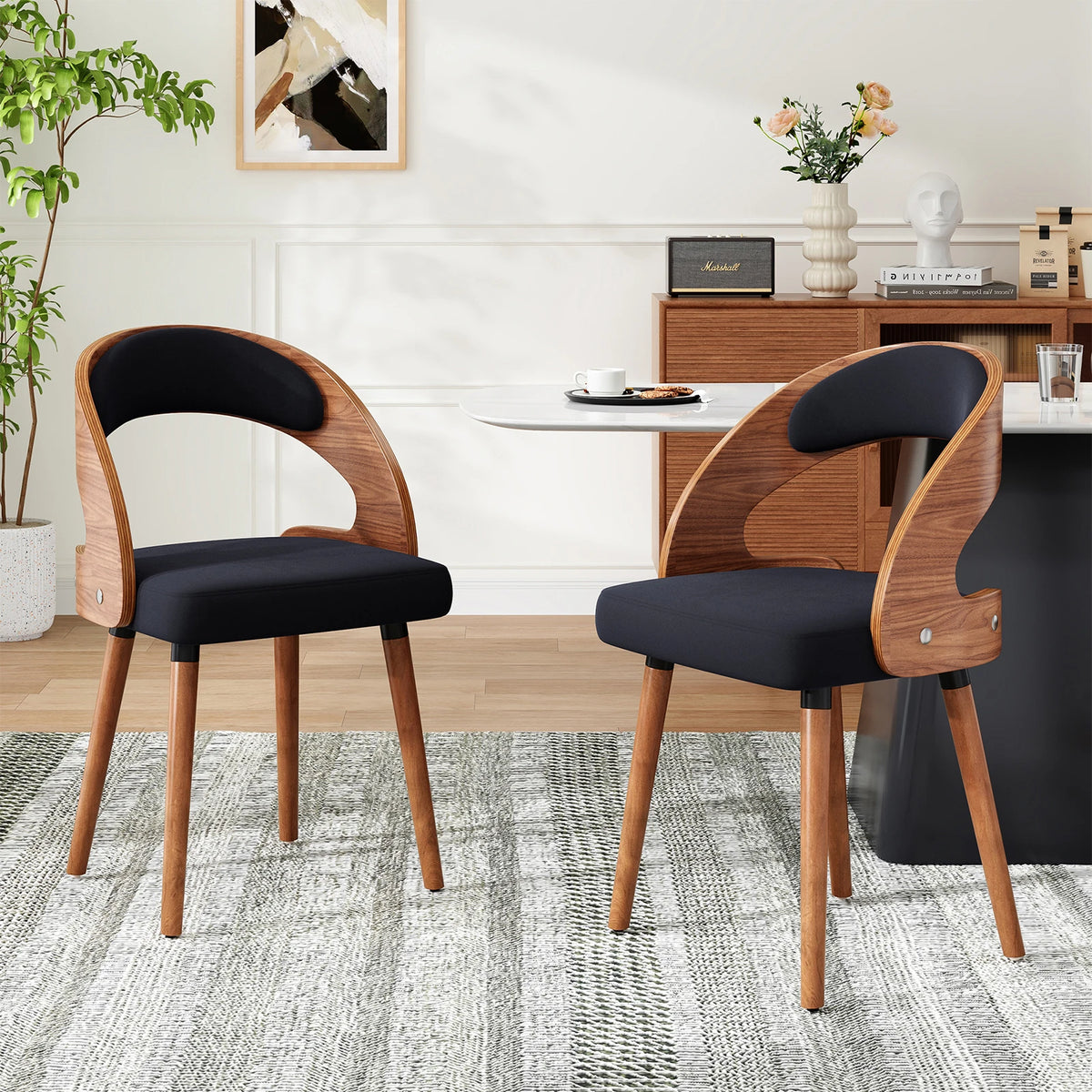Farini Upholstered Wood Dining Chairs, Set of 2