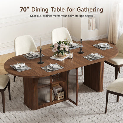 70" Oval Dining Table with LED & Storage