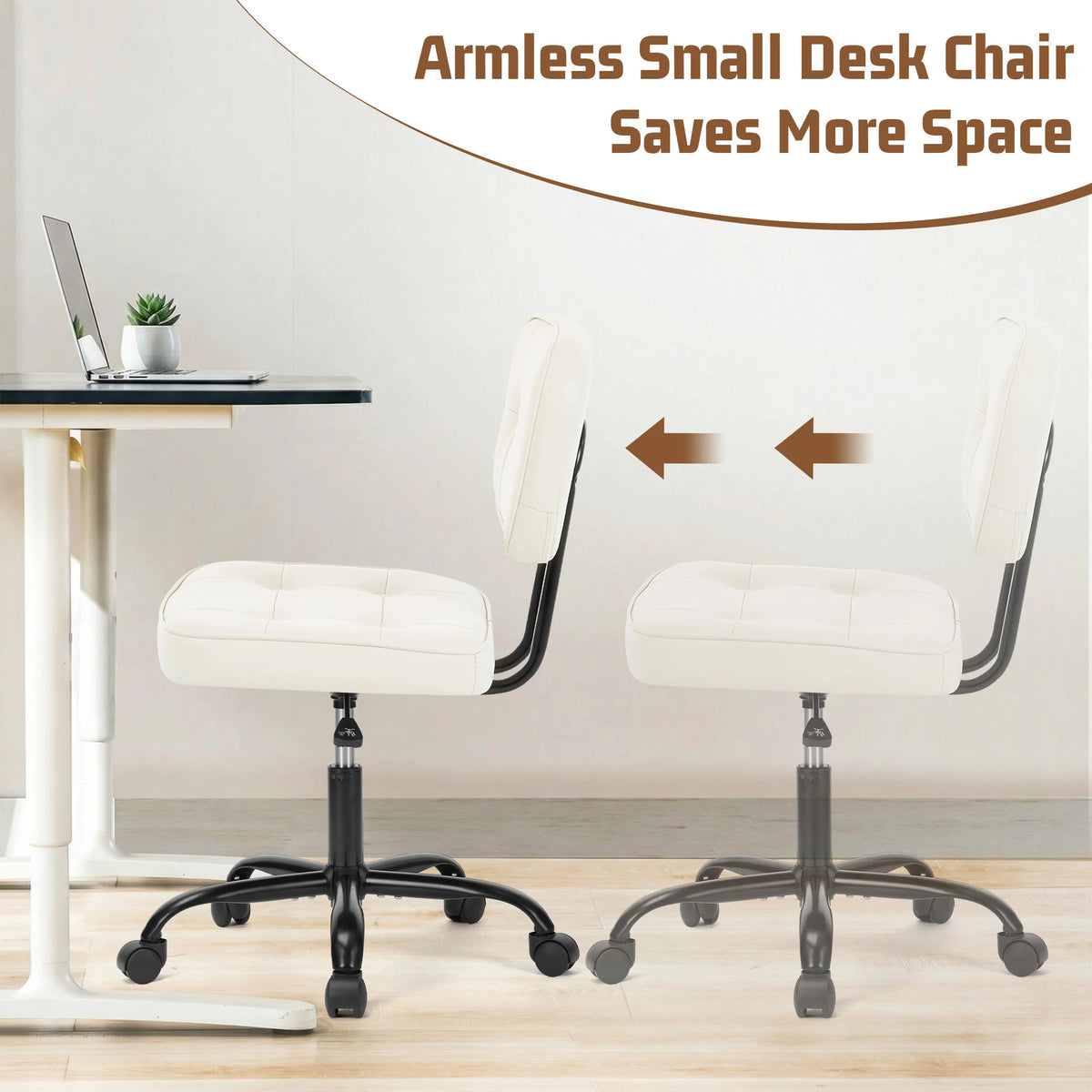JHK Armless PU Leather Office Chair