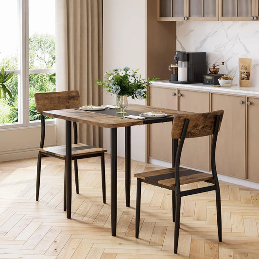 3-Piece Dining Table Set for 2, Two-Tone