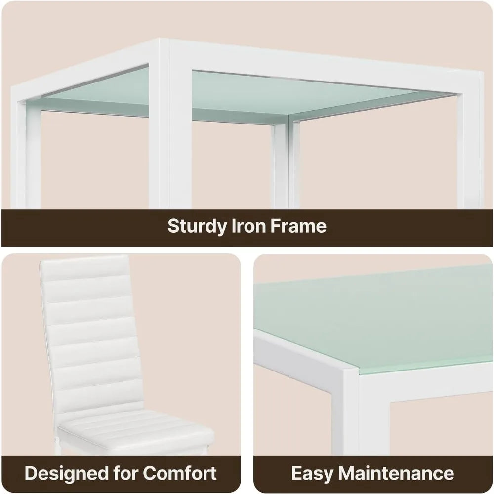 3-Piece Glass Dining Table Set for 2