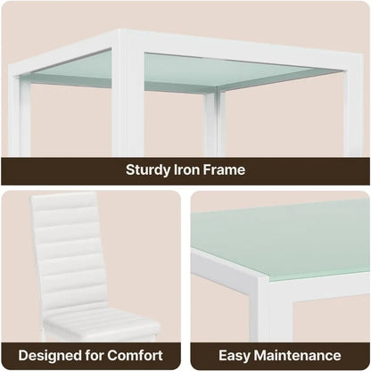 3-Piece Glass Dining Table Set for 2