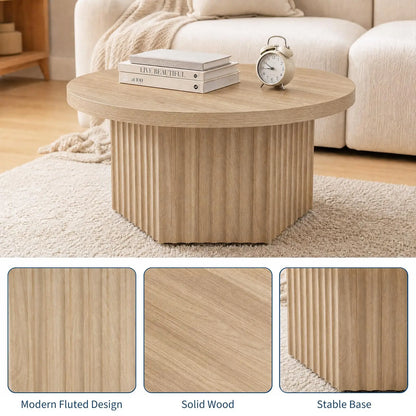 Fluted Drum Coffee Table, 31.5" Round