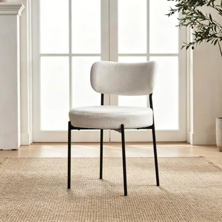 Boucle Mid-Century Dining Chairs, Set of 4