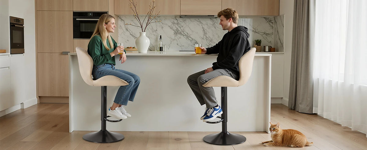 Swivel Fabric Bar Stools, Set of 4