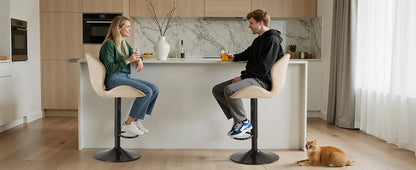 Swivel Fabric Bar Stools, Set of 4