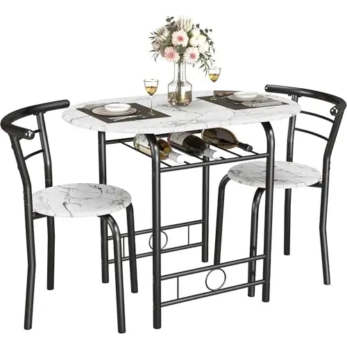 3-Piece Round Wood Table & Chair Set