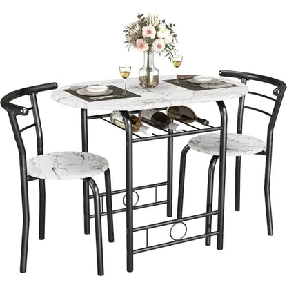 3-Piece Round Wood Table & Chair Set