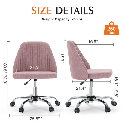 JHK Armless Vanity Swivel Desk Chair