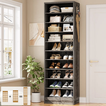 10-Tier Narrow Wood Shoe Rack