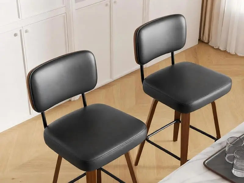 Faux Leather Swivel Bar Stools, Set of 3