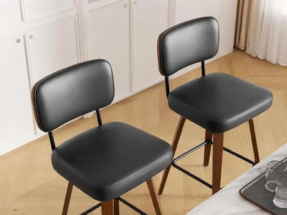 Faux Leather Swivel Bar Stools, Set of 3