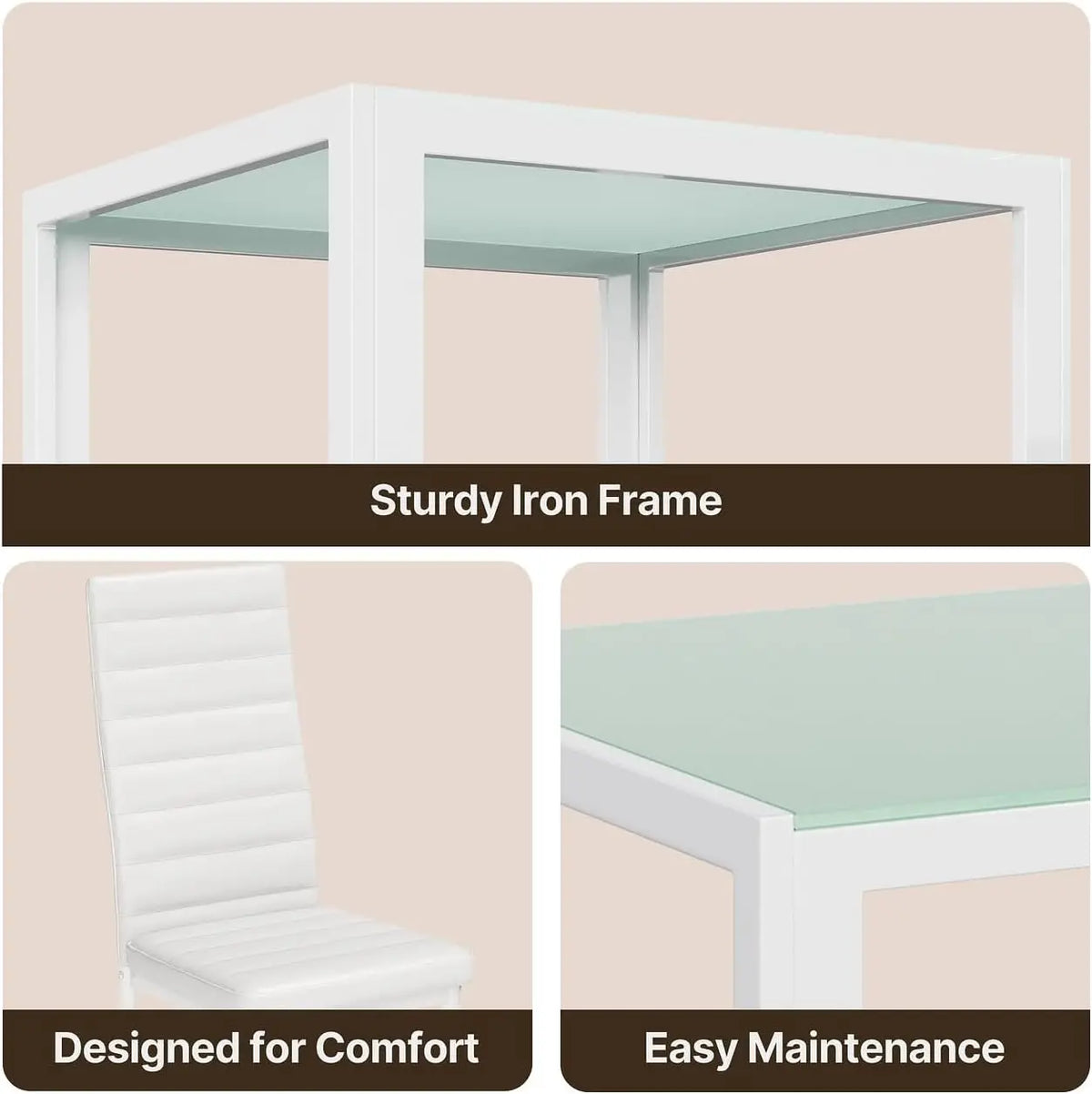 3-Piece Glass Dining Table Set for 2
