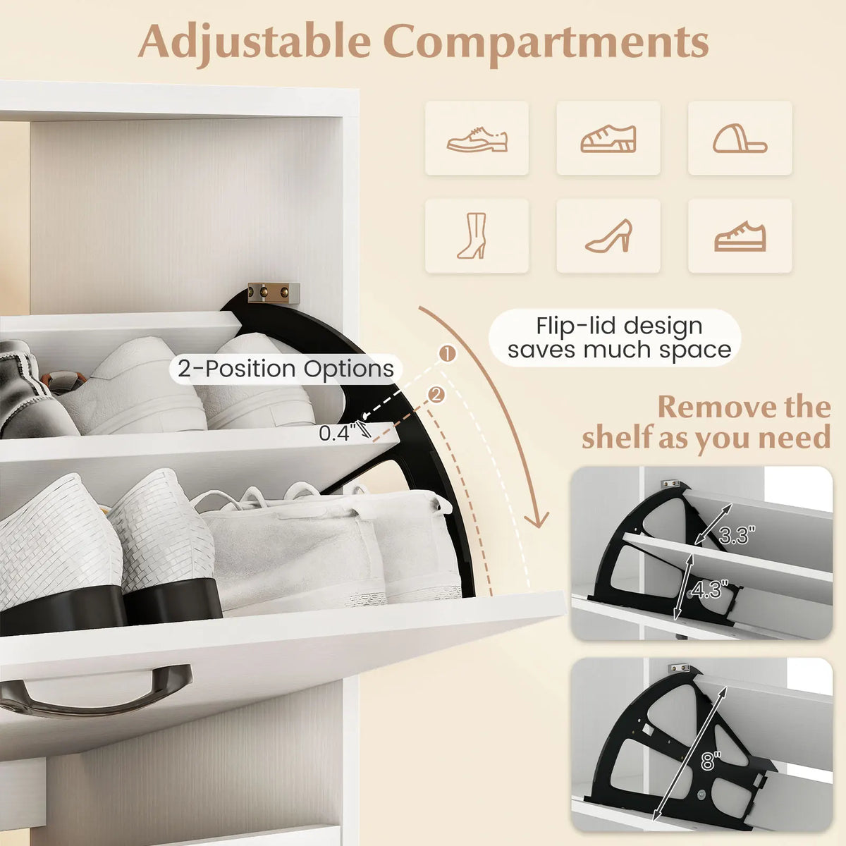 Shoe Cabinet with Open Shelves