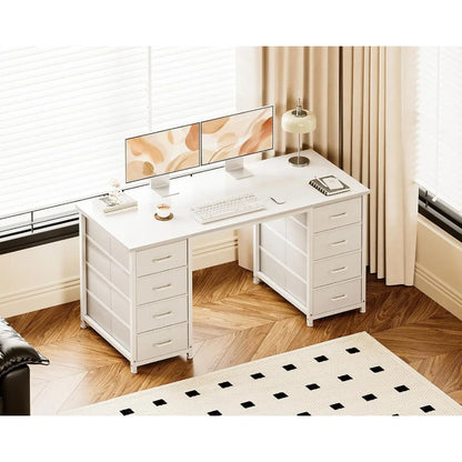 48" Computer Desk with 8 Fabric Drawers