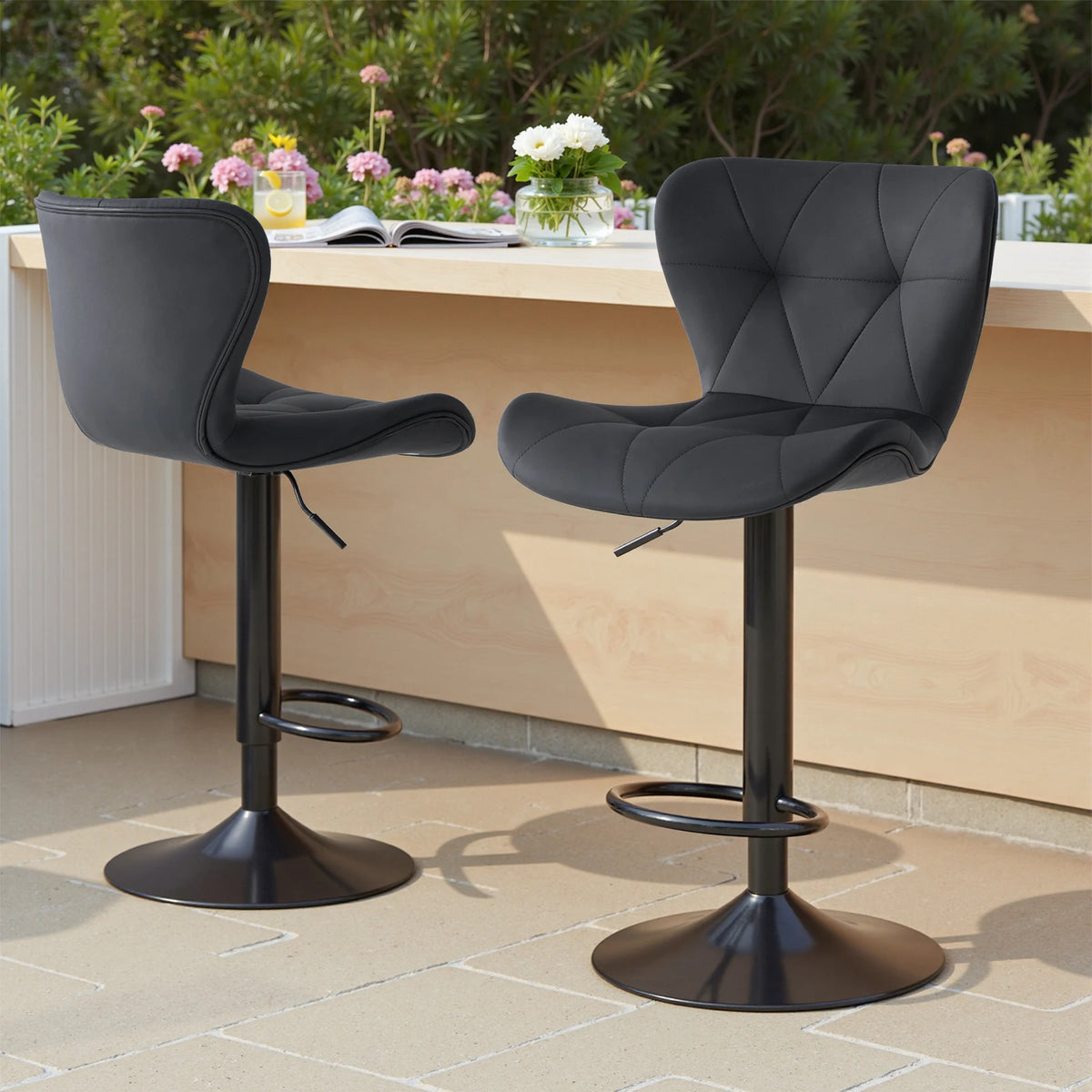 MCQ High-Back Faux Leather Office Chairs, Set of 2