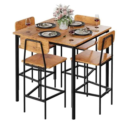 5-Piece Industrial Dining Table Set
