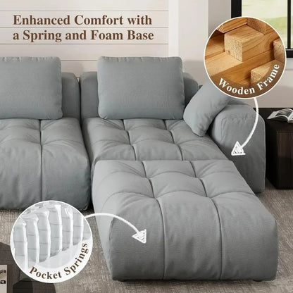 121" Modular Cloud Sofa, Deep Seat