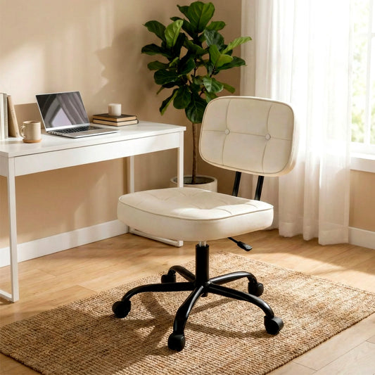 JHK Armless PU Leather Office Chair
