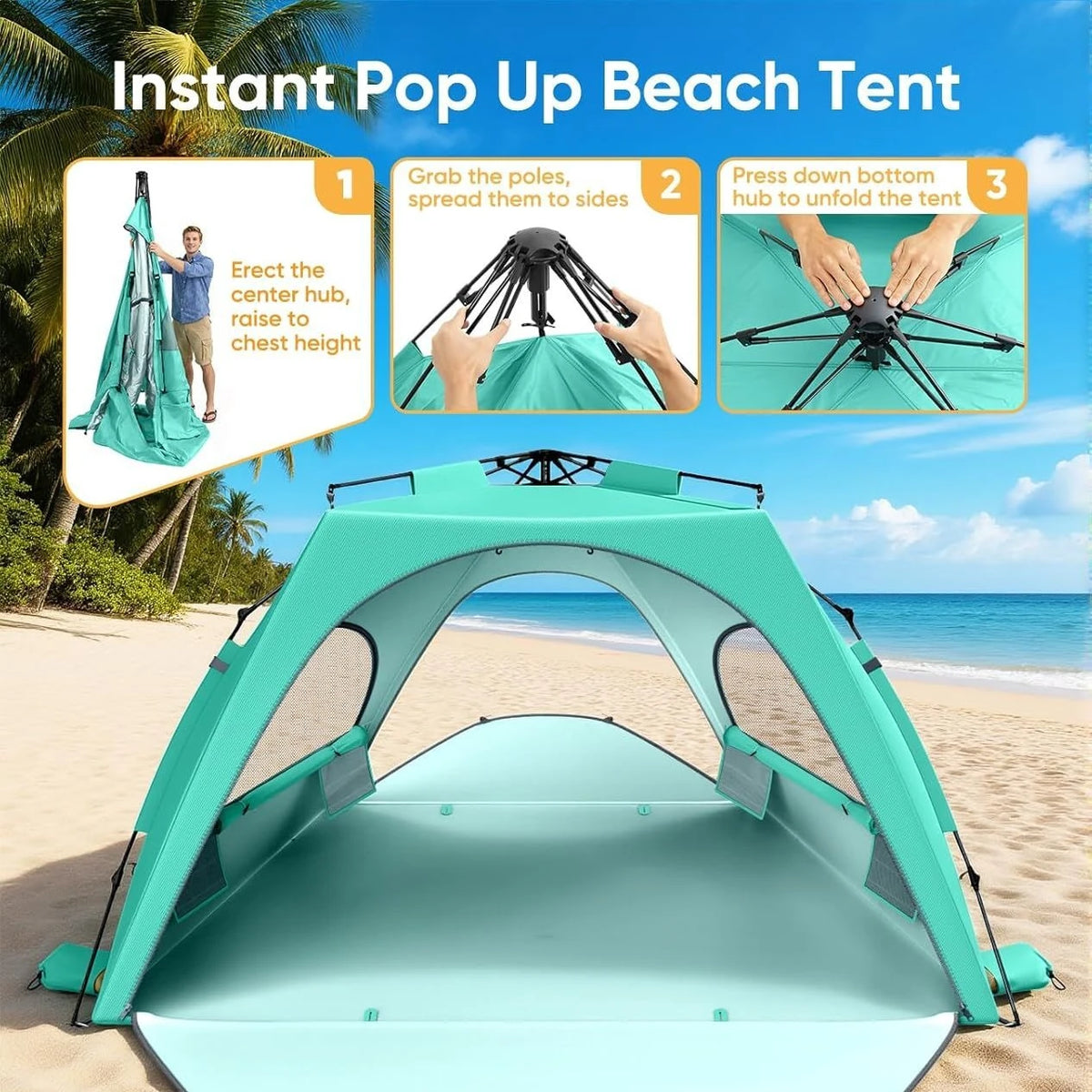 Pop-Up Beach Tent Sun Shelter (5-6 Person)
